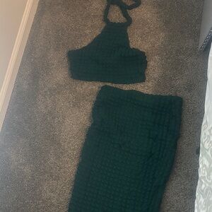 SHEIN Emerald Halter Backless Dress